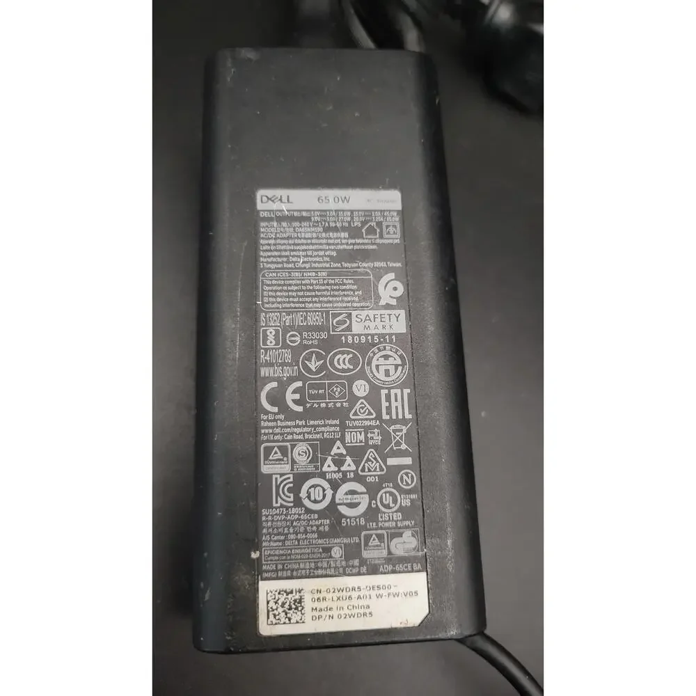 Dell 65W USB-C Laptop Charger AC Adapter DA65NM190 ADP-65CE BA 02WDR5 OEM